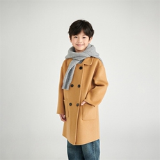 时尚保暖儿童羊毛大衣经典黑色长款设计男女童皆宜，童装外套，鑫贝羊绒