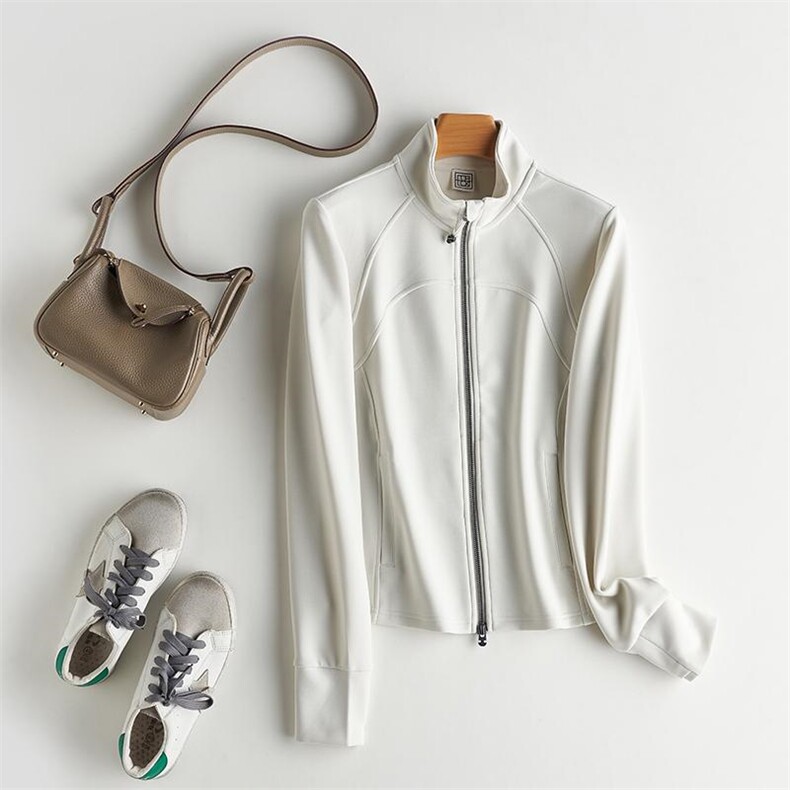 2025年秋季时尚百搭通勤休闲立领修身，女装短外套，致织羊绒