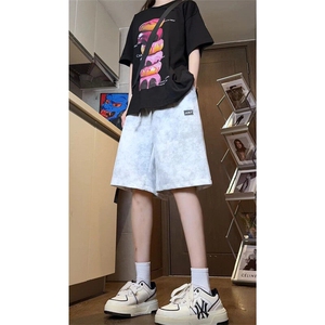 XZ616 夏季薄款扎染脏脏裤休闲裤设计感短裤TY2519 特P30控58图片