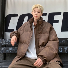 港风PU皮复古做旧设计钢印棉衣男MY77096P130控198抖控228，男装棉衣，星座227-7