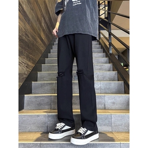 现货! 港风新款2025潮流百搭直筒宽松大码牛仔裤松紧腰NZ6172-P35图片