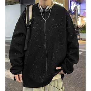SK115-P35宽松落肩卫衣男士满天星衣服男装潮牌帅气百搭春秋季,漫漫长夜衣服怎么搭配图片