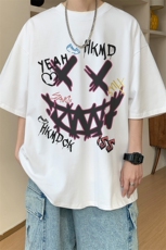 图案已注册夏季新款恶魔笑脸短袖T恤男潮宽松半袖体恤衫D145/P25，男装T恤，电商B209