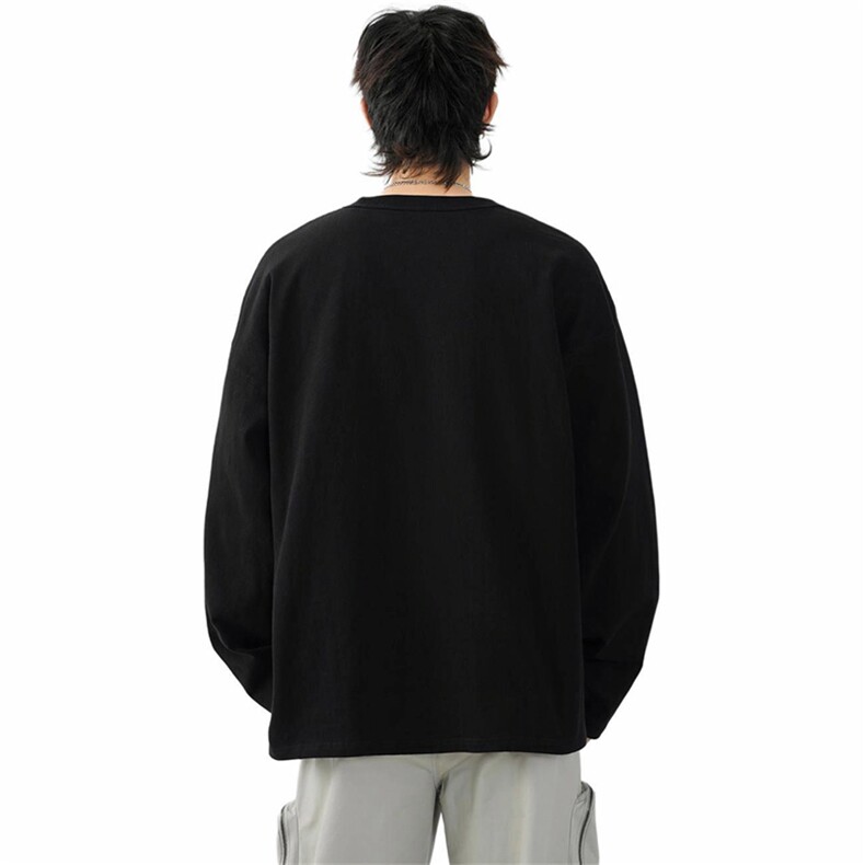 抖音得物高品质260克重磅精梳德绒保暖长袖T恤纯色打底针织衫DR00,男装T恤,电商A486