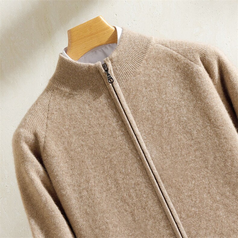 2025年秋季新款纯色拉链开衫时尚休闲百搭,男装针织衫/毛衣,雪贝坊一店