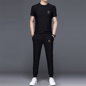 JG1868男士2023年春夏季新款运动套装短袖长裤T恤卫裤二件套P110,男装休闲套装,电商B360