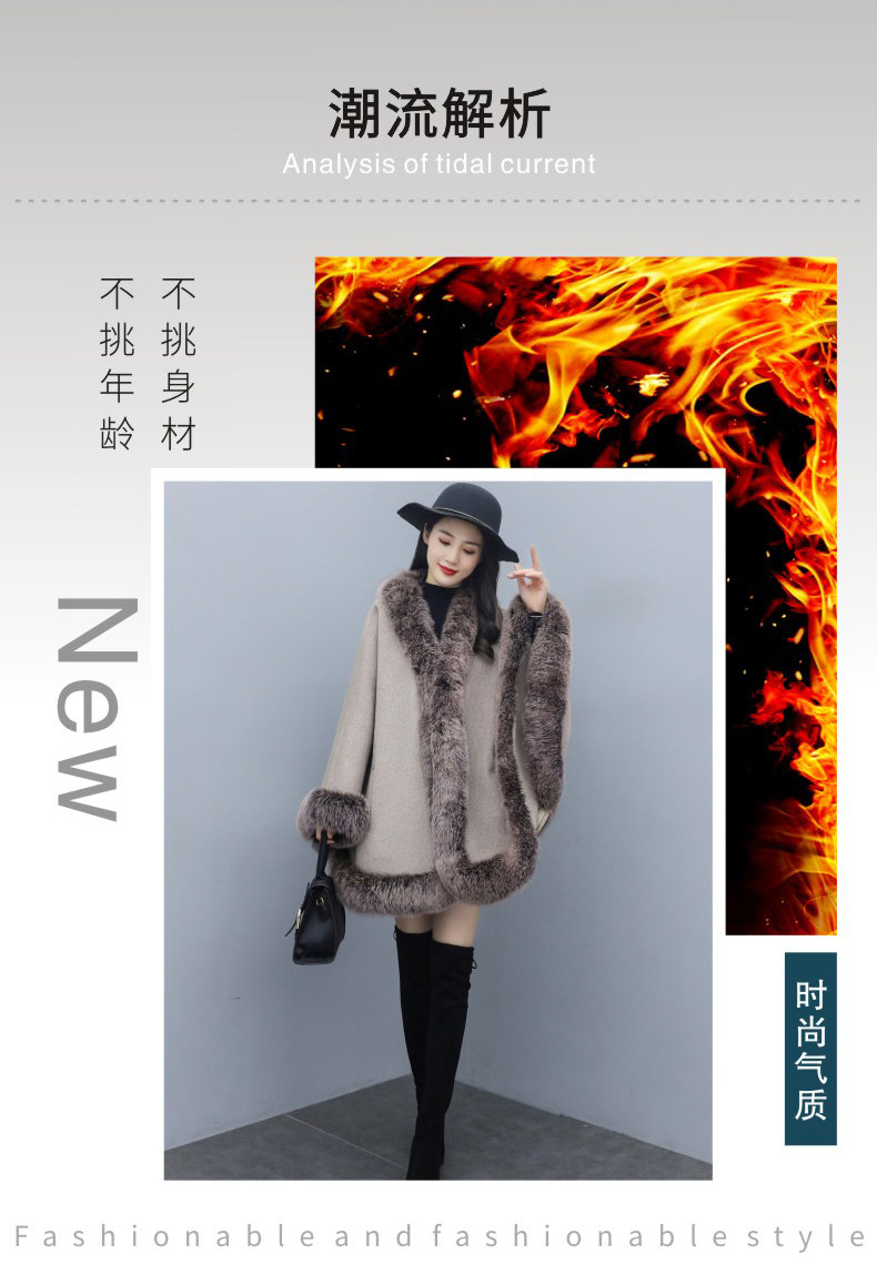 The new autumn and winter cape woolen coat is a versatile mid-length shawl for women, paired with a double-sided woolen cape coat pic 4
