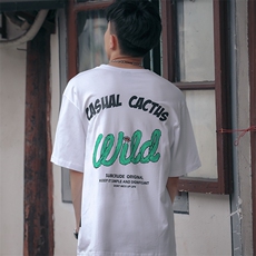夏装新款日系圆领纯棉卡通仙人掌印花短袖T恤C309-T66-P35-X49，男装T恤，电商C309B
