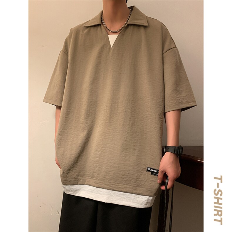 冰氧仿棉短袖港风暖光体恤休闲百搭纯色POLO衫男上衣TC3143-P35,男装Polo衫,星座717