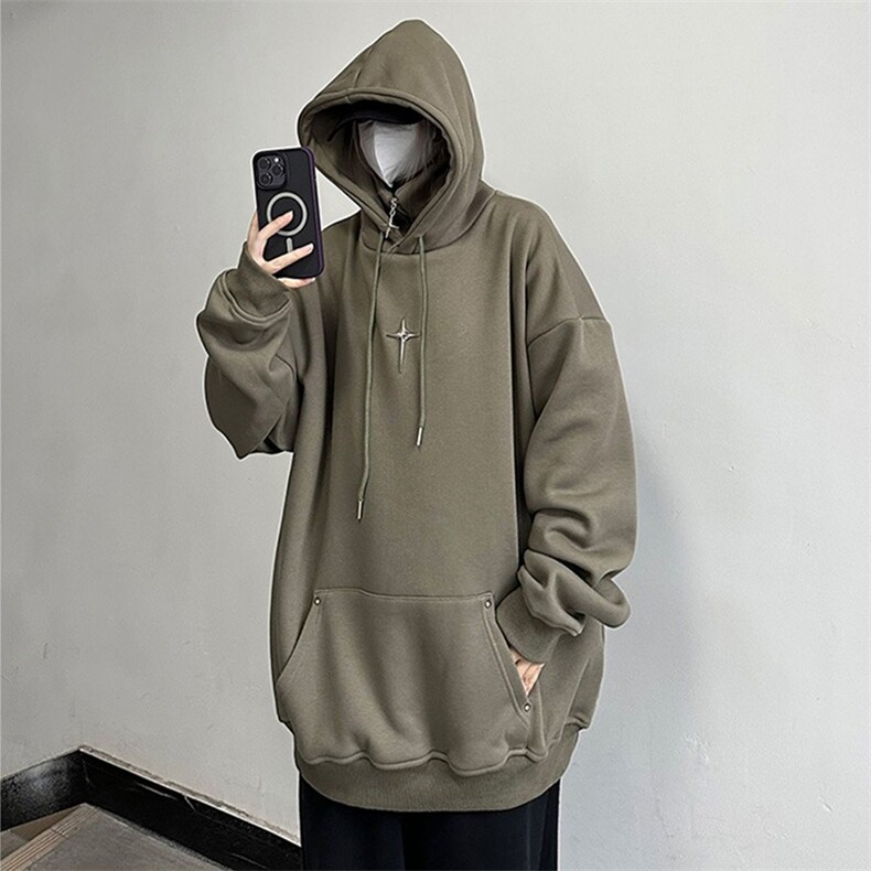 连帽卫衣男秋季新款美式复古潮牌宽松休闲设计感外套LY7666-P40,女装短外套,星座1008