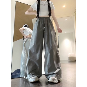 阔腿裤男女韩版潮流三条杠拼色休闲裤2025秋冬ins长裤K6684-P41图片
