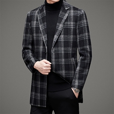 D80855秋冬男士毛呢大衣羊毛双面尼可脱卸羽绒内胆中长款风衣P420，男装毛呢大衣，电商B360