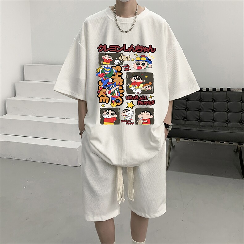 华夫格套装运动短袖t恤套装休闲两件套一套 HZ84311-P44图片