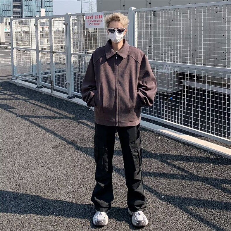 麂皮绒外套男士垫肩痞帅翻领夹克W9303P68,男装夹克,星座1116-2