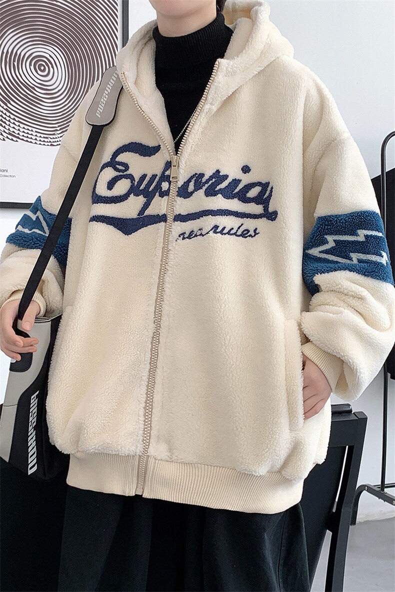 冬款加绒加厚潮牌棉衣羊羔绒毛巾绣连帽外套男女920-P110控价158,男装棉衣,电商A441-1