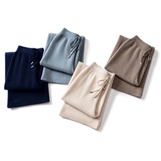 2025年秋季新款百搭女士系绳带兜长款直筒裤，女装休闲裤，澳冬特羊绒