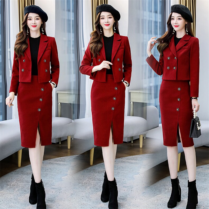 主推冬装新款个性时尚潮流百搭贴身时尚休闲保暖毛呢减龄套装套裙，女装套装/套裙，韩美纤衣