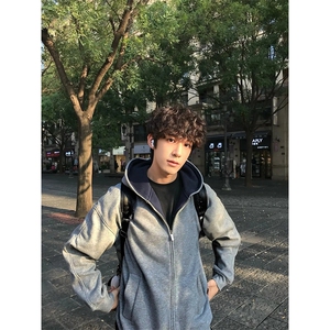 抖音得物高品质二开26春装美式重磅宽松结构双面连帽卫衣外套W68
