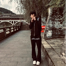 美式高街潮牌男女运动休闲裤直筒宽松慵懒显瘦印花休闲卫裤子，男装休闲裤，电商A486