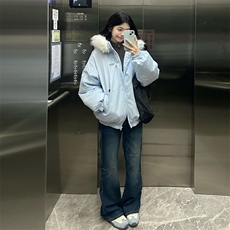 A584-P108大毛领连帽棉服外套上衣防泼水防风上衣，男装棉衣，星座911