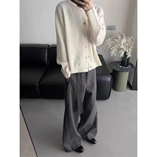 1506-1/MMY061/P58美式复古休闲慵懒风V领针织衫男纯色外套，男装针织衫/毛衣，星座1506-1