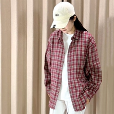 春季新款现货（跨境电商）格子男女情侣款潮流宽松格纹衬衣，男装衬衫，星座1107-1