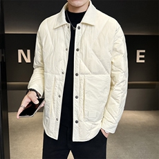 轻薄羽绒服男冬季潮流翻领短款外套男士标白鸭绒夹克Y2510-P155，男装夹克，电商A239