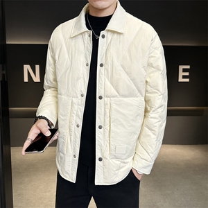 轻薄羽绒服男冬季潮流翻领短款外套男士标白鸭绒夹克Y2510-P155图片