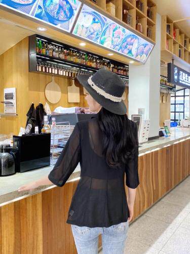 现货夏季纱拼接防晒西服，女装，韩衫衣社