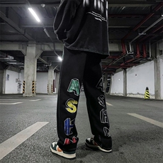 2023新款欧美vibe风裤子高街ins刺绣复古hiphop牛仔裤K2671-P42，男装牛仔裤，星座512-2