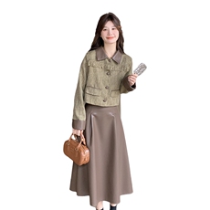 新款2025新款小香风上衣+皮裙两件套2C115-2257-P145-K218，女装套装/套裙，2C115
