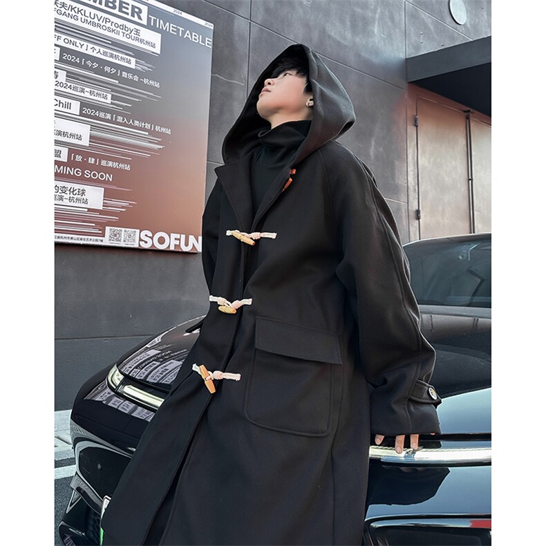 内里羊羔绒中长款风衣男韩版潮流宽松2024冬季ins外套W6207-P103,男装风衣,星座412-2