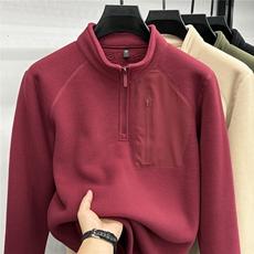 FN8983羊羔毛一体绒加绒加厚冬季保暖神器半拉链户外内胆，男装棉衣，钱塘207-1