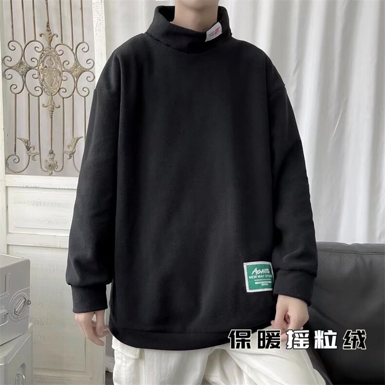 贴标半高领内搭打底衫男秋冬季情侣装摇粒绒半高领卫衣WJ15P35，男装卫衣，星座1116-2