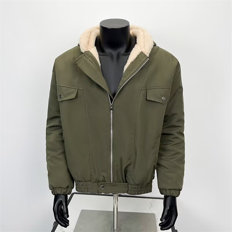 冬季羊羔绒连帽拉链棉衣男cleanfit重磅情侣棉服夹克MY4222-p98图片