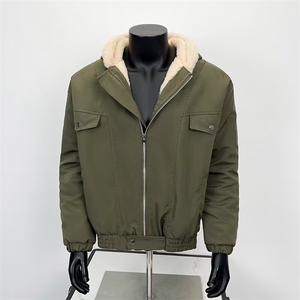 冬季羊羔绒连帽拉链棉衣男cleanfit重磅情侣棉服夹克MY4222-p98图片