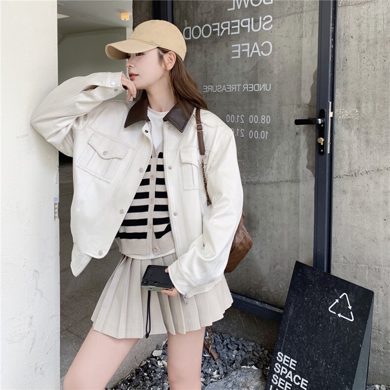 【现货】撞色麂皮夹克外套B208-9072-P155K218,女装短外套,浙宝208