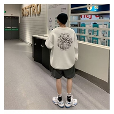 潮牌文艺圆领宽松情侣长袖打底衫上衣服束口T恤卫衣Y46-P38网图，女装T恤，电商B245