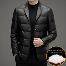 冬男士翻领时尚休闲皮衣羽绒服男外套潮流百搭上衣HD2108-P300，男装皮衣，星座1105-3