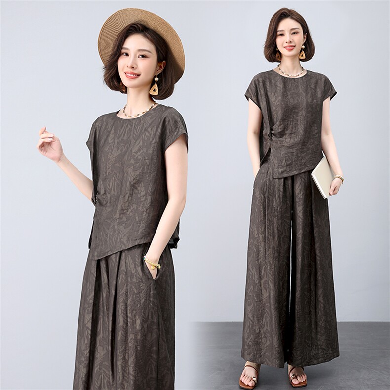 套装女夏季清凉天丝亚麻优雅气质两件套对应上衣25161，女装套装/套裙，曼沙奕珂