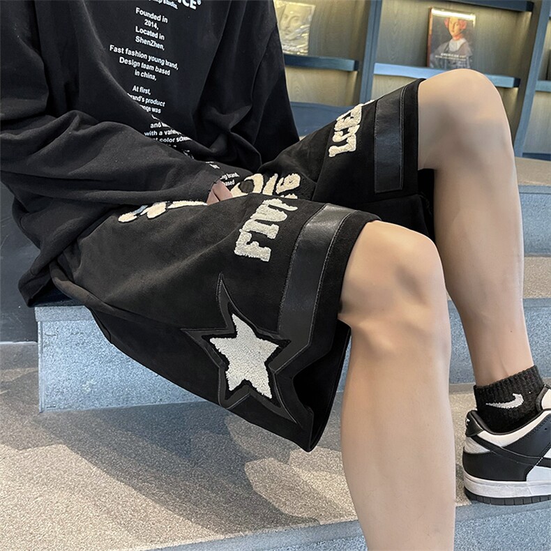 美式高街复古字母短裤潮牌运动休闲宽松五分裤篮球裤男女DK226-33,男装休闲裤,星座1008-1
