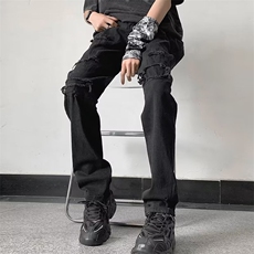 五分裤拉链水洗宽松直筒潮牛仔裤C887P39，男装牛仔裤，星座1116-2