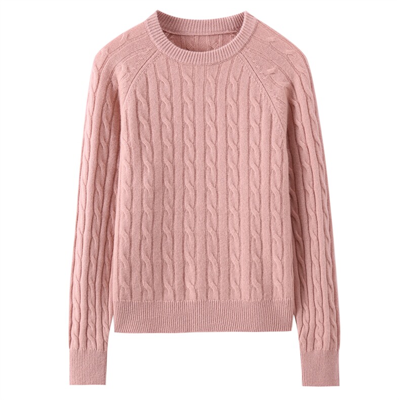 2025秋冬新款圆领麻花绞花舒适百搭，女装羊绒衫，星纬羊绒