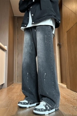 2024春季新款内景大码美式泼墨牛仔裤M-5XGK24098-P55，男装牛仔裤，电商A022