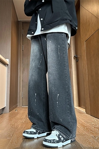 2024 春季新款 内景大码美式泼墨牛仔裤M-5X GK24098-P55图片