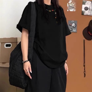 万针全刺绣工艺抖音得物高品质260克重磅纯棉双纱美式高街短袖T恤图片