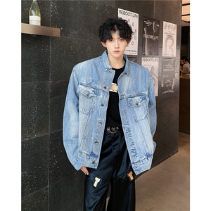 JK8640-P68 美式水洗重工做旧高级感痞帅短款牛仔外套图片