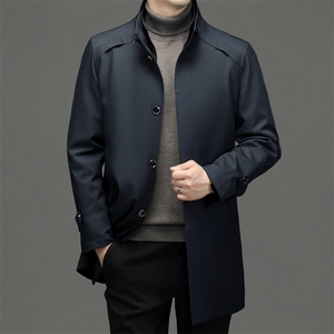 冬季新款男士立领中长款保暖棉服中年男装休闲可脱卸内胆棉衣外套图片
