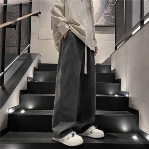 【现货】秋冬季新款牛仔裤港风松紧腰垂感百搭阔腿裤110-P35图片