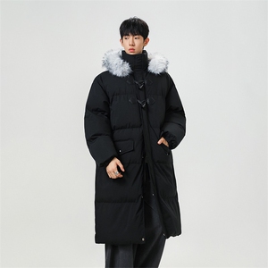 现货 中长款棉衣男冬季加厚棉袄宽松连帽毛领棉服外套M107-P120图片